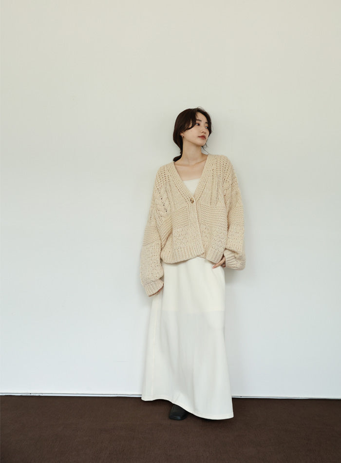 【Et】Cable wide cardigan