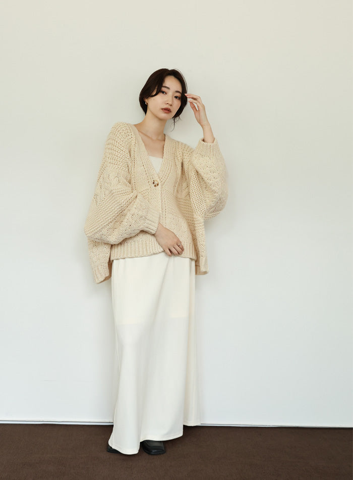【Et】Cable wide cardigan