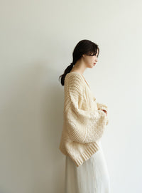 【Et】Cable wide cardigan