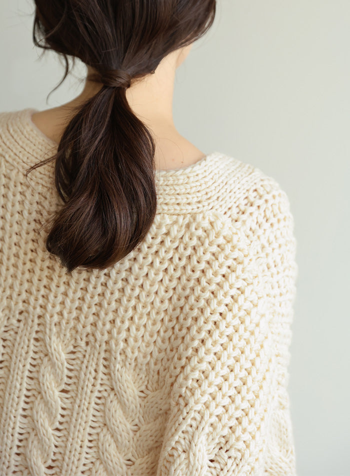 【Et】Cable wide cardigan