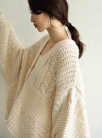 【Et】Cable wide cardigan