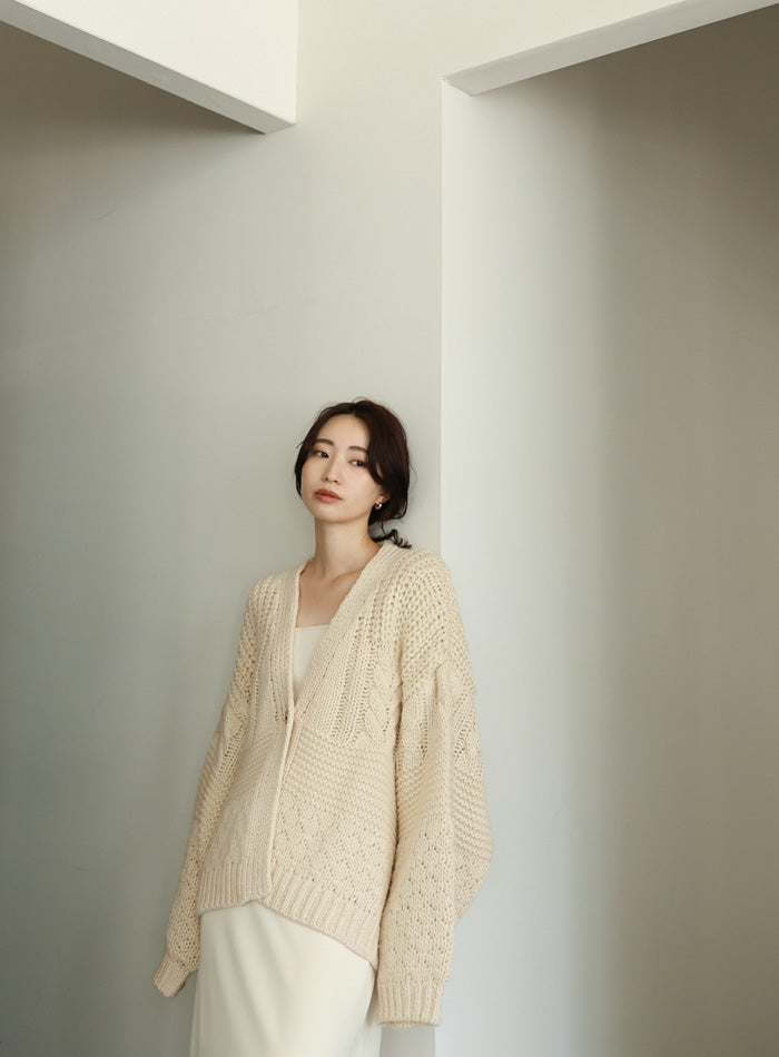 【Et】Cable wide cardigan