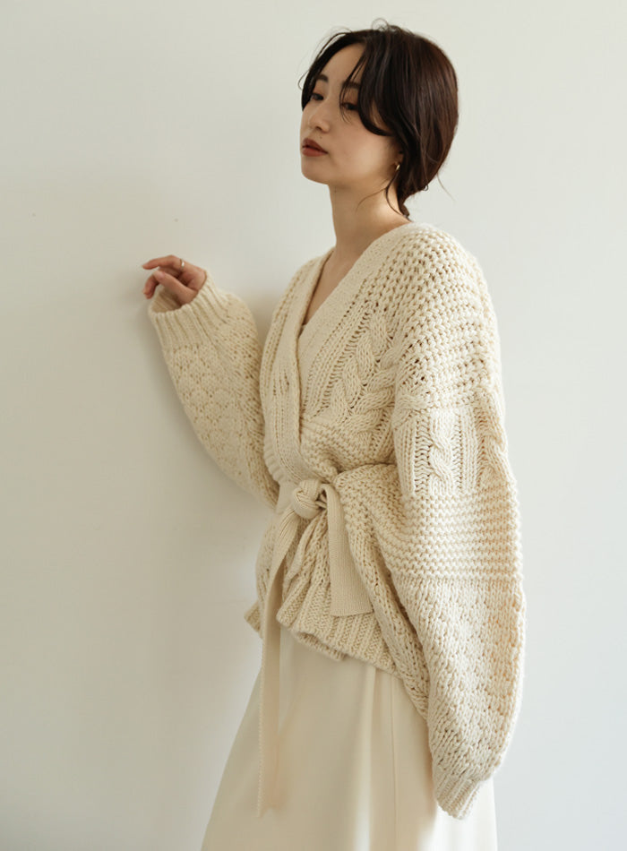 【Et】Cable wide cardigan