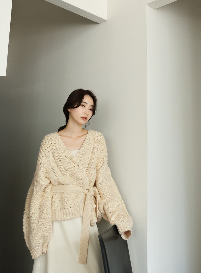 【Et】Cable wide cardigan