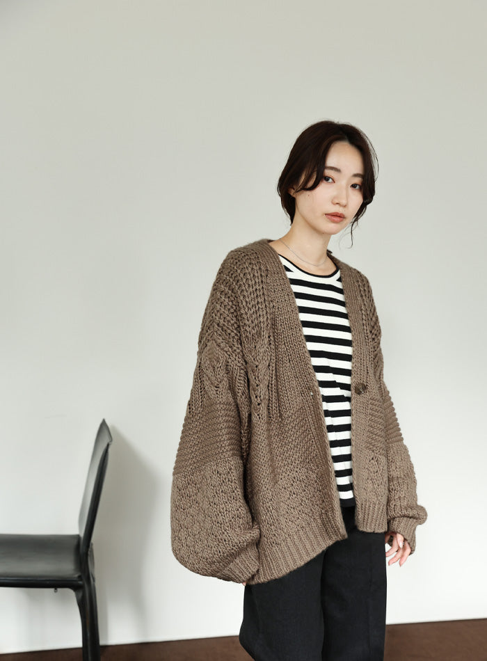 【Et】Cable wide cardigan