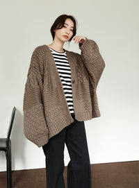 【Et】Cable wide cardigan