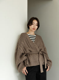 【Et】Cable wide cardigan