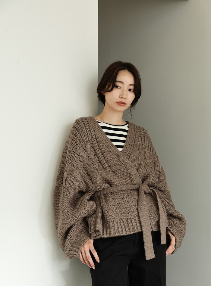 【Et】Cable wide cardigan