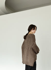 【Et】Cable wide cardigan