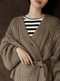 【Et】Cable wide cardigan