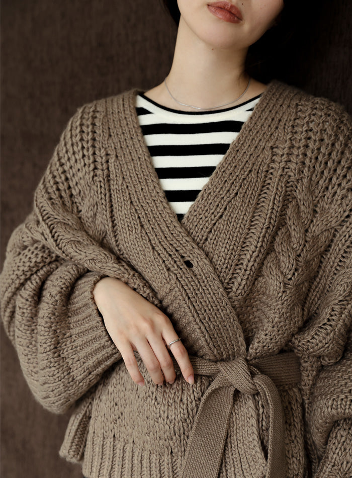 【Et】Cable wide cardigan