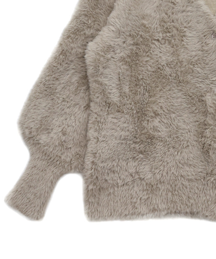 【Et】Shaggy V-Neck Volume Cardigan