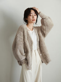 【Et】Shaggy V-Neck Volume Cardigan