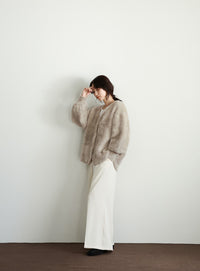 【Et】Shaggy V-Neck Volume Cardigan