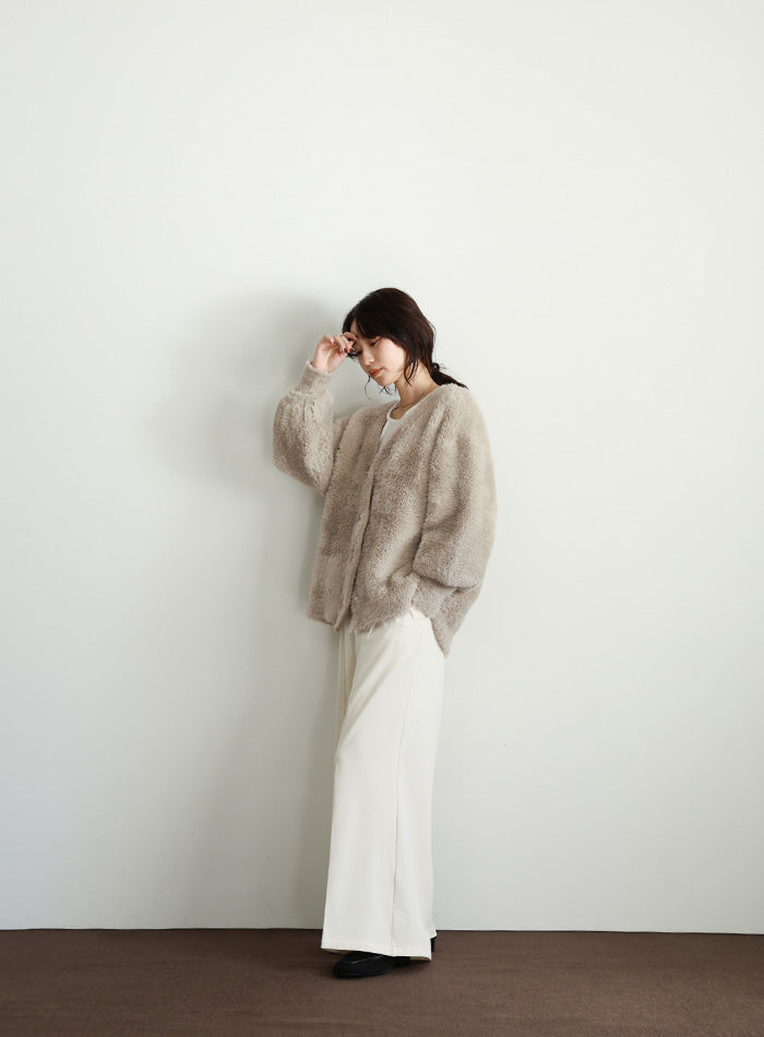 【Et】Shaggy V-Neck Volume Cardigan