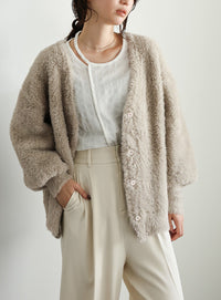 【Et】Shaggy V-Neck Volume Cardigan
