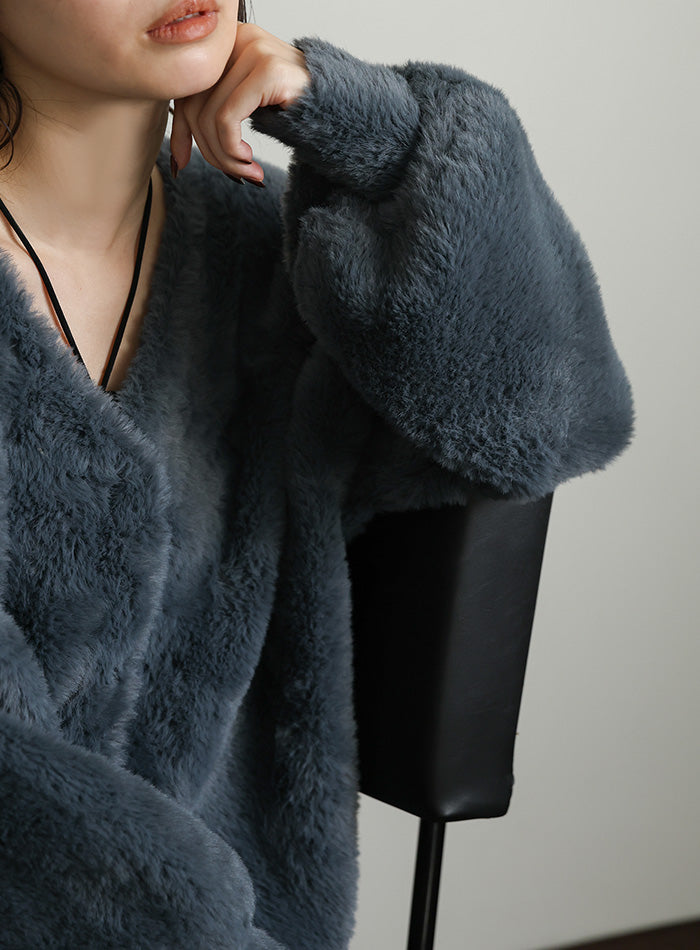 【Et】Shaggy V-Neck Volume Cardigan