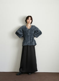 【Et】Shaggy V-Neck Volume Cardigan