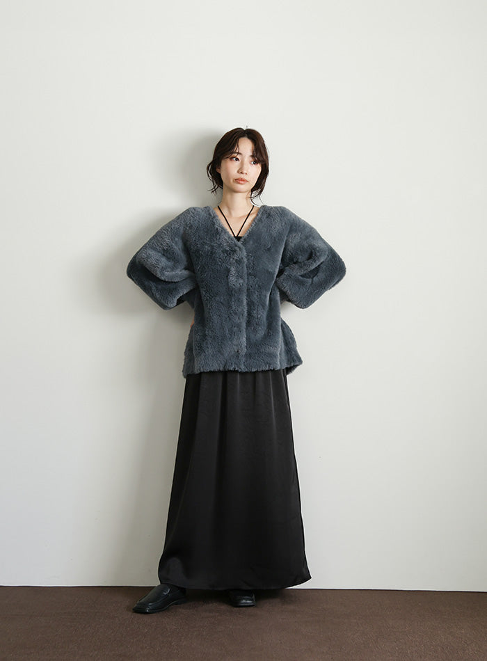【Et】Shaggy V-Neck Volume Cardigan