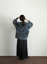 【Et】Shaggy V-Neck Volume Cardigan