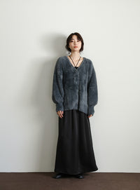 【Et】Shaggy V-Neck Volume Cardigan