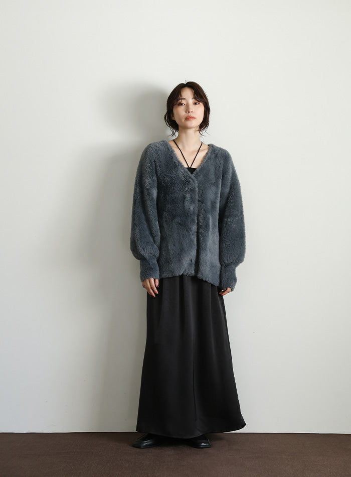 【Et】Shaggy V-Neck Volume Cardigan