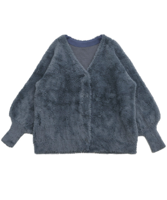 【Et】Shaggy V-Neck Volume Cardigan