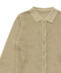【Et】Mesh Polo Knit Cardigan
