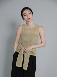 【Et】Mesh Polo Knit Cardigan
