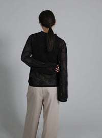 【Et】Mesh Polo Knit Cardigan