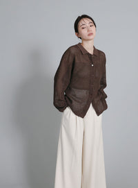 【Et】Mesh Polo Knit Cardigan