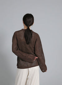 【Et】Mesh Polo Knit Cardigan