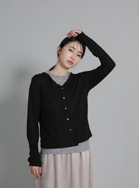 【Et】Bicolor Tank Top Cardigan Set