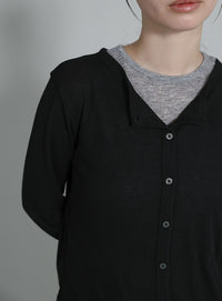 【Et】Bicolor Tank Top Cardigan Set