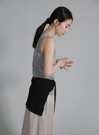 【Et】Bicolor Tank Top Cardigan Set