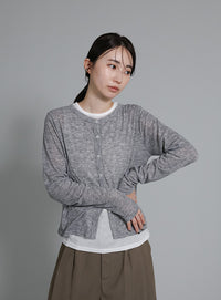 【Et】Bicolor Tank Top Cardigan Set