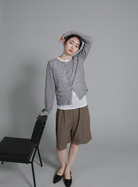 【Et】Bicolor Tank Top Cardigan Set