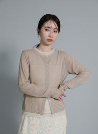 【Et】Bicolor Tank Top Cardigan Set