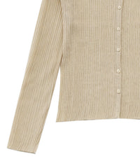 【Et】Sheer Ribbed Deep Side Slit cardigan