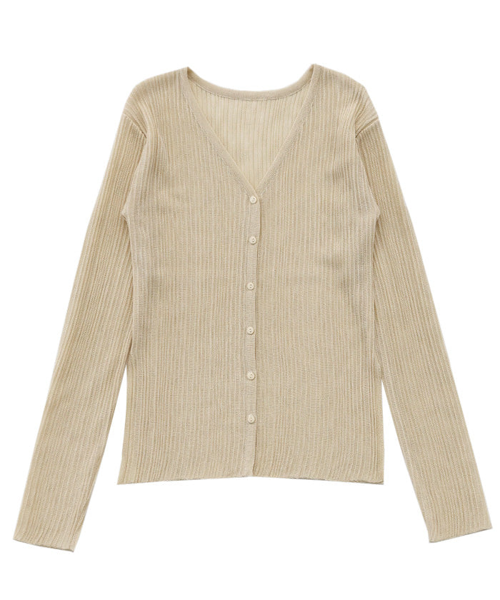 A MACHINE スリットカーディガン　Slit Cardigan Et】Sheer Ribbed Deep Side Slit cardigan – SELECT MOCA