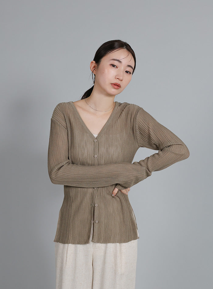 Et】Sheer Ribbed Deep Side Slit cardigan – SELECT MOCA