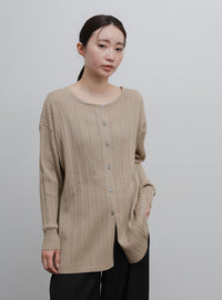 【Et】Muitiway Random Rib Knit Cardigan