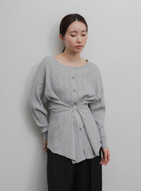 【Et】Muitiway Random Rib Knit Cardigan