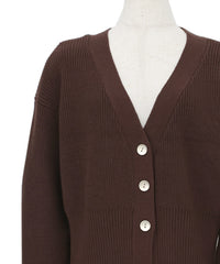 【Et】Wide Rib V-Neck Cardigan