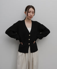 【Et】Wide Rib V-Neck Cardigan