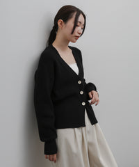 【Et】Wide Rib V-Neck Cardigan