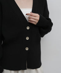 【Et】Wide Rib V-Neck Cardigan
