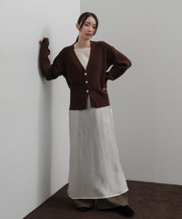【Et】Wide Rib V-Neck Cardigan