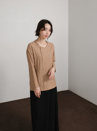 【Et】Asymmetrical Neck Shirring Tops