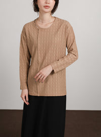 【Et】Asymmetrical Neck Shirring Tops